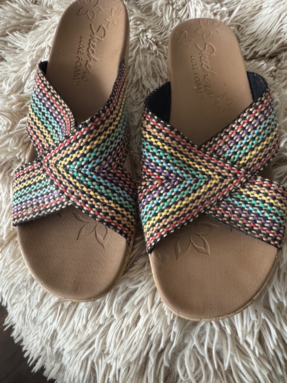Skechers Multicolor Woven Crossband Wedge Sandals - Picture 4 of 8